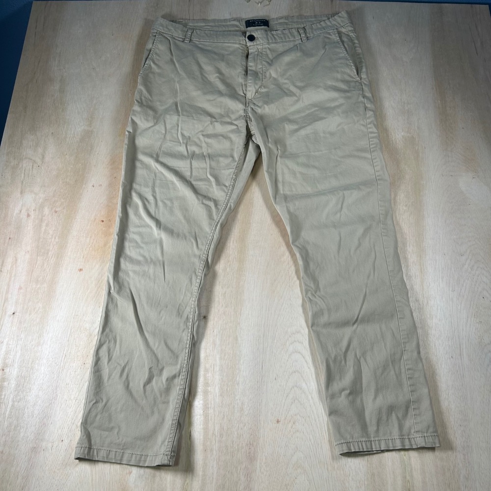 Matchstick Argus Mens Khaki Chino Pants Tan Straight Leg Size 40 x 29